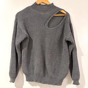 Gray Cut-out Knit